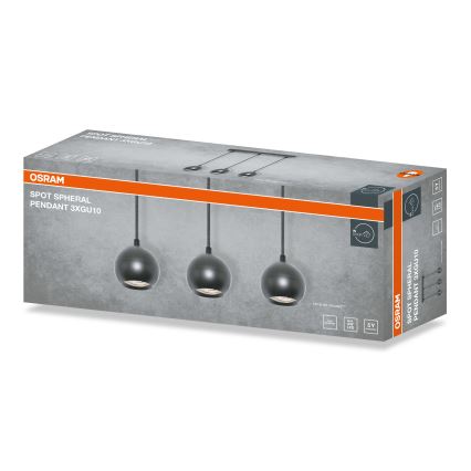 Osram - Luster na kabelu SPOT SPHERAL 3xGU10/6W/230V crni