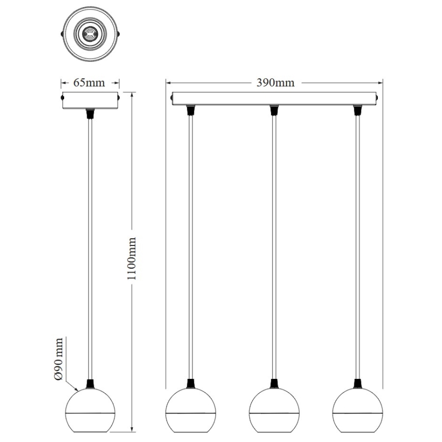 Osram - Luster na kabelu SPOT SPHERAL 3xGU10/6W/230V crni