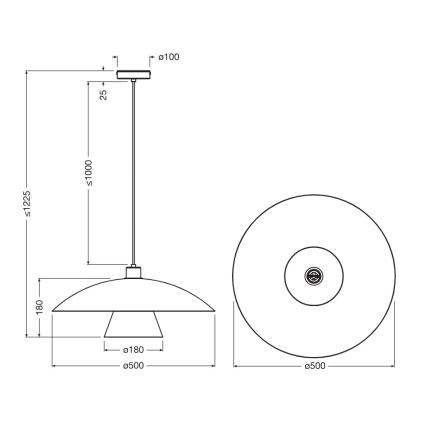 Osram - Luster na sajli DECOR FLYING MUSHROOM 1xE27/25W/230V Ø 50 cm crna