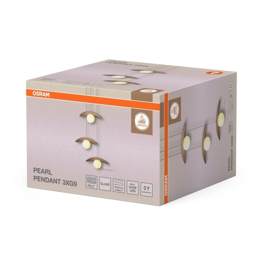 Osram - Luster na sajli DECOR PEARL 3xG9/5W/230V bež