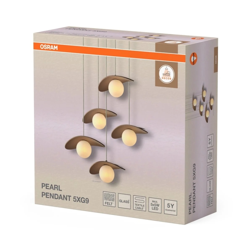 Osram - Luster na sajli DECOR PEARL 5xG9/5W/230V bež