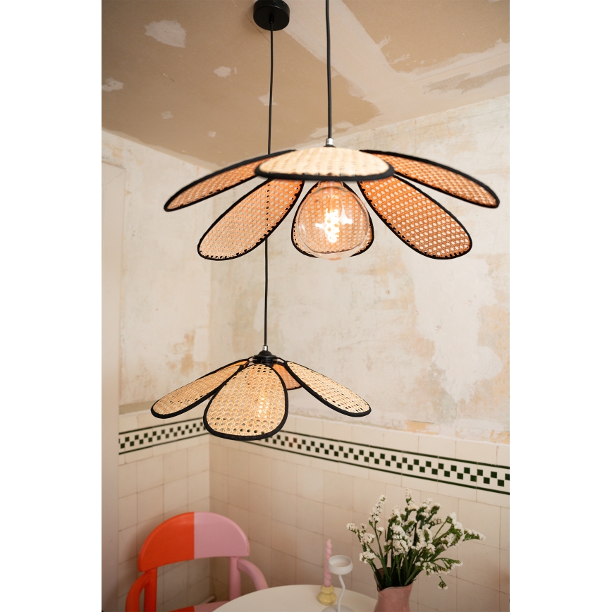 Osram - Luster na sajli DECOR RATTAN 1xE27/15W/230V Ø 58 cm bež/crna