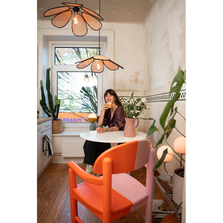 Osram - Luster na sajli DECOR RATTAN 1xE27/15W/230V Ø 58 cm bež/crna
