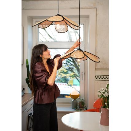 Osram - Luster na sajli DECOR RATTAN 1xE27/15W/230V Ø 58 cm bež/crna