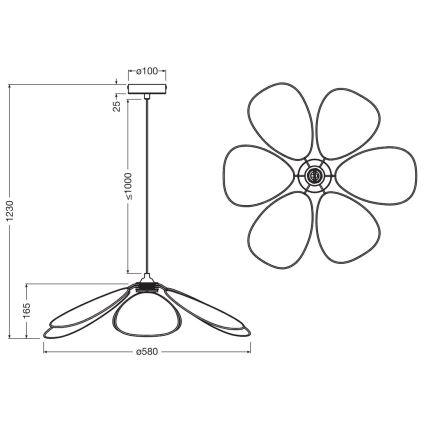 Osram - Luster na sajli DECOR RATTAN 1xE27/15W/230V Ø 58 cm bež/crna