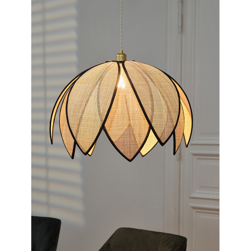 Osram - Luster na sajli DECOR RATTAN 1xE27/15W/230V Ø 67 cm bež/crna