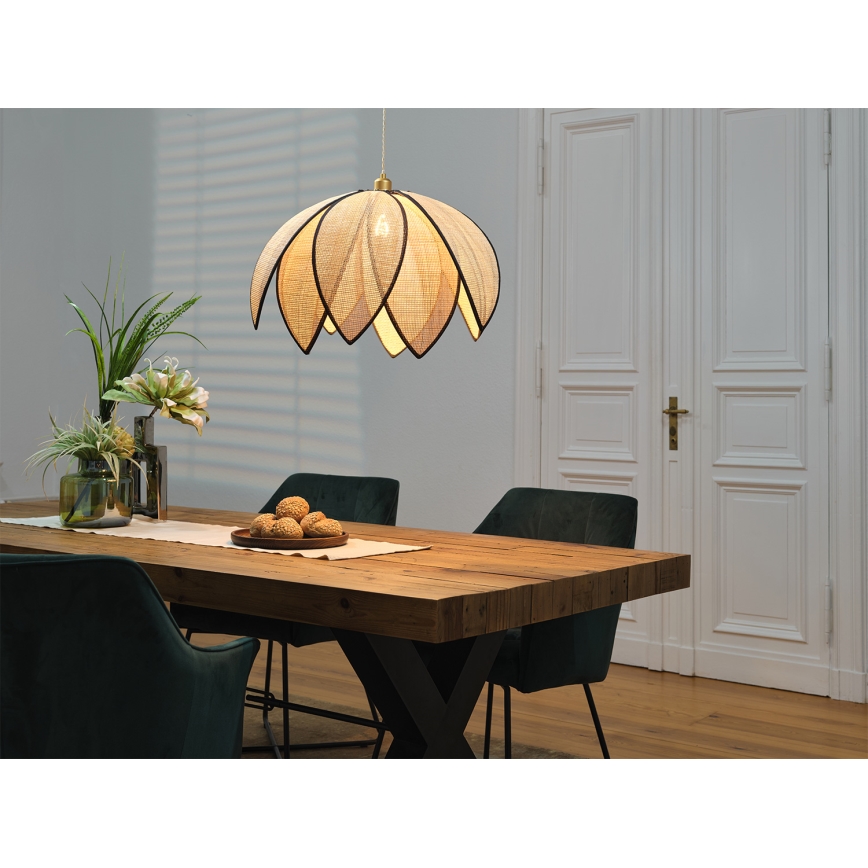Osram - Luster na sajli DECOR RATTAN 1xE27/15W/230V Ø 67 cm bež/crna
