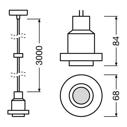 Osram - Napajni kabel PENDULUM 1xE27/40W/230V crni