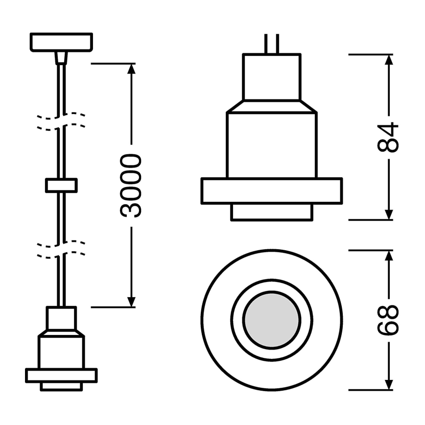 Osram - Napajni kabel PENDULUM 1xE27/40W/230V crni