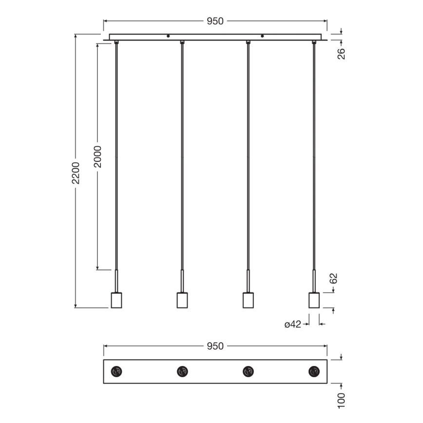 Osram - Napajni kabel za NEEDLE PENDANT 4xE27/25W/230V bež