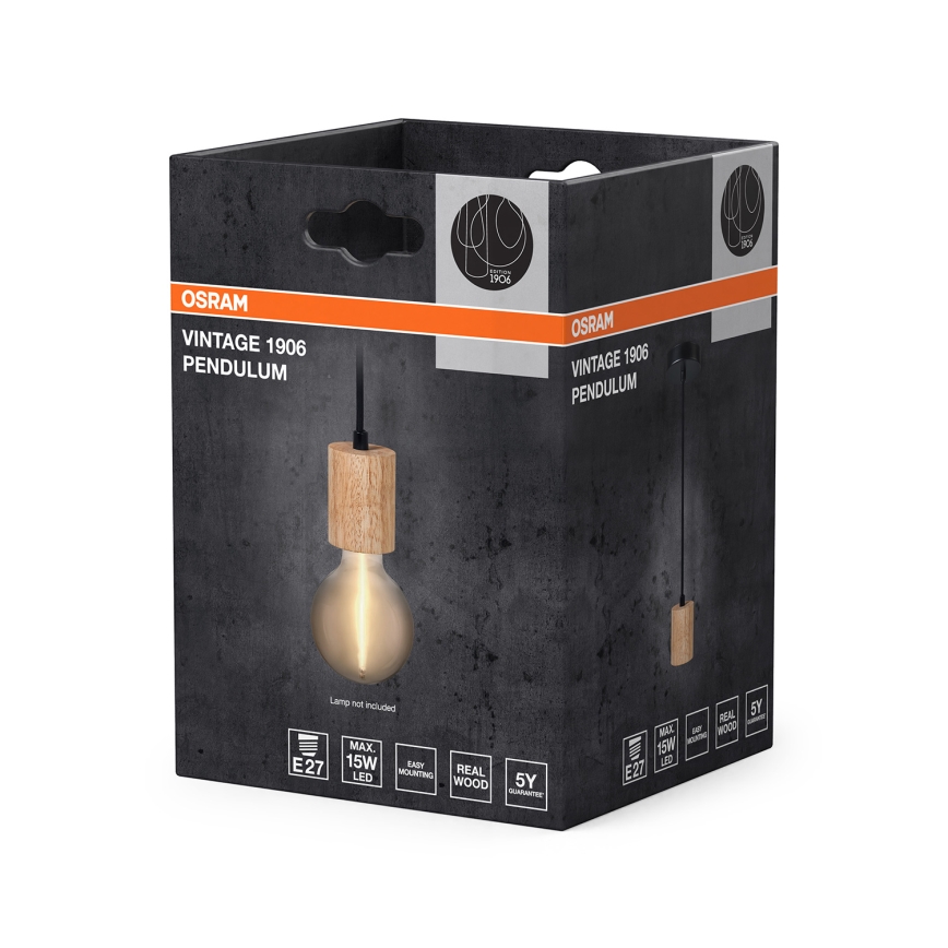 Osram - Napojni kabel PENDULUM CYLINDER 1xE27/15W/230V drvo