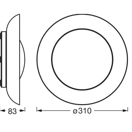 Osram - prigušivo stropno LED svjetlo ORBIS PLATE LED/19W/230V Ø 31 cm narančasta/crna