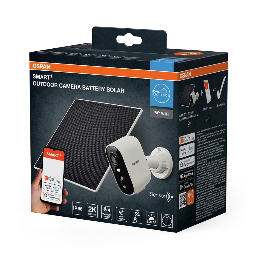 Osram - Pametna solarna kamera s 2K senzorom SMART+ 5V 5200 mAh IP66 Wi-Fi