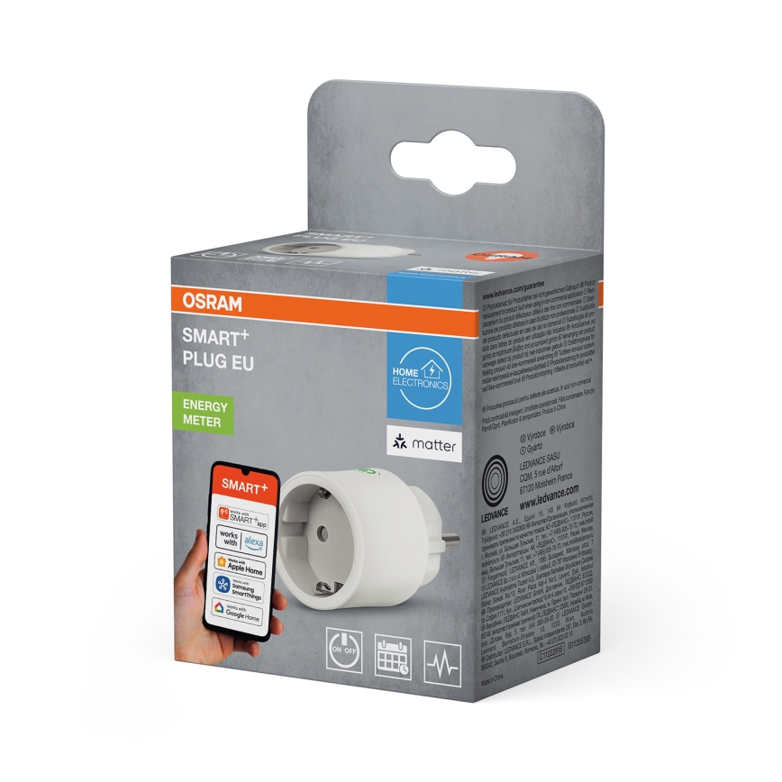 Osram - Pametna utičnica SMART+ MATTER SCHUKO 2300W/230V/10A Wi-Fi bijela