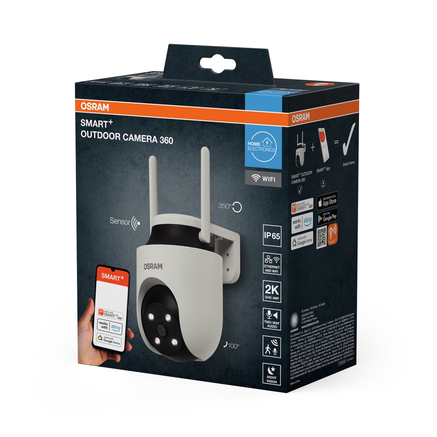 Osram - Pametna vanjska kamera 360° s 2K SMART+ senzorom 230V IP67 Wi-Fi