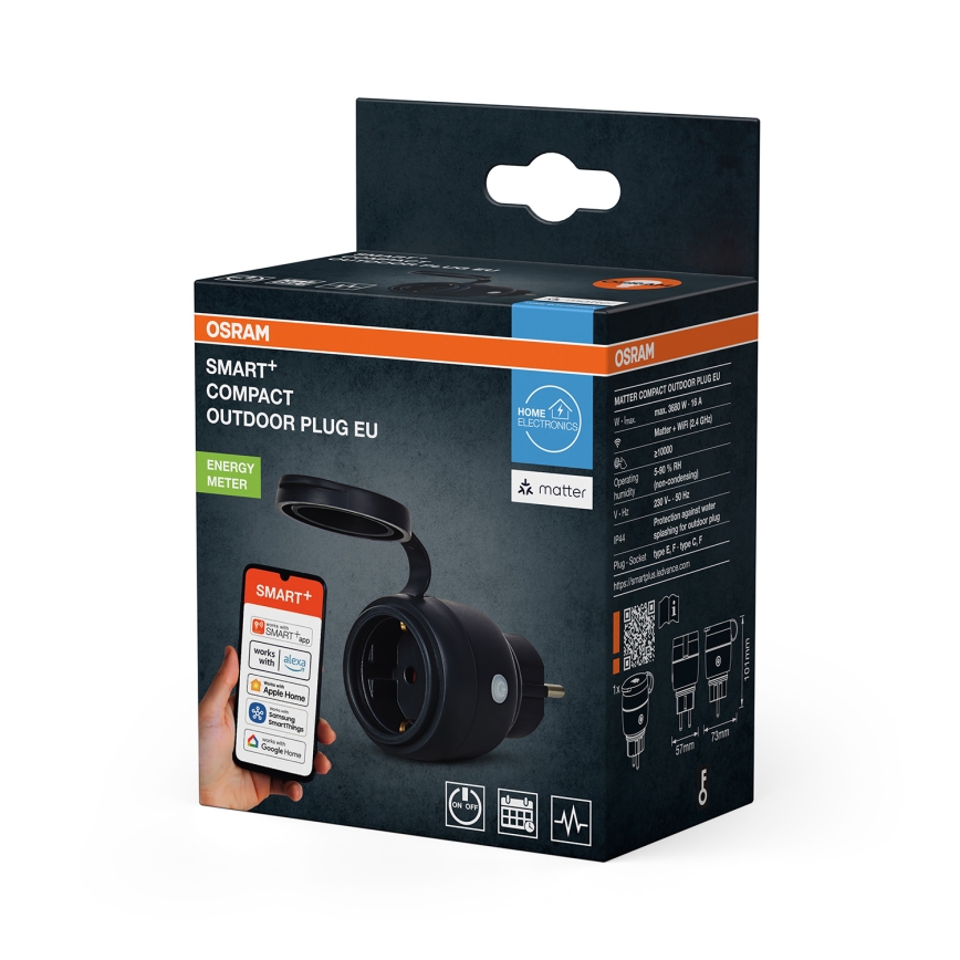 Osram - Pametna vanjska utičnica SMART+ MATTER SCHUKO 3680W/230V/16A IP44 Wi-Fi