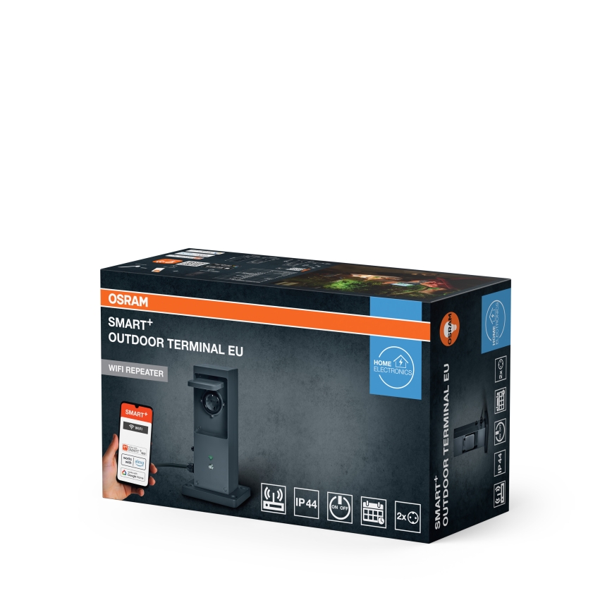 Osram - Pametni vanjski stupić s 2 SCHUKO utičnicama i Wi‑Fi pojačalom, IP44