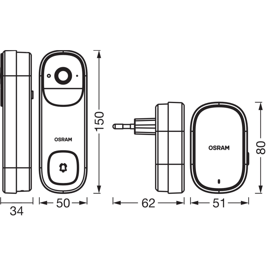 Osram - Pametno video zvono s 2K senzorom SMART+ 230V IP66 Wi‑Fi