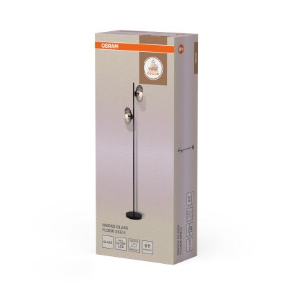 Osram - Podna svjetiljka DECOR SMOKE 2xE14/12W/230V crna/zadimljeno-siva
