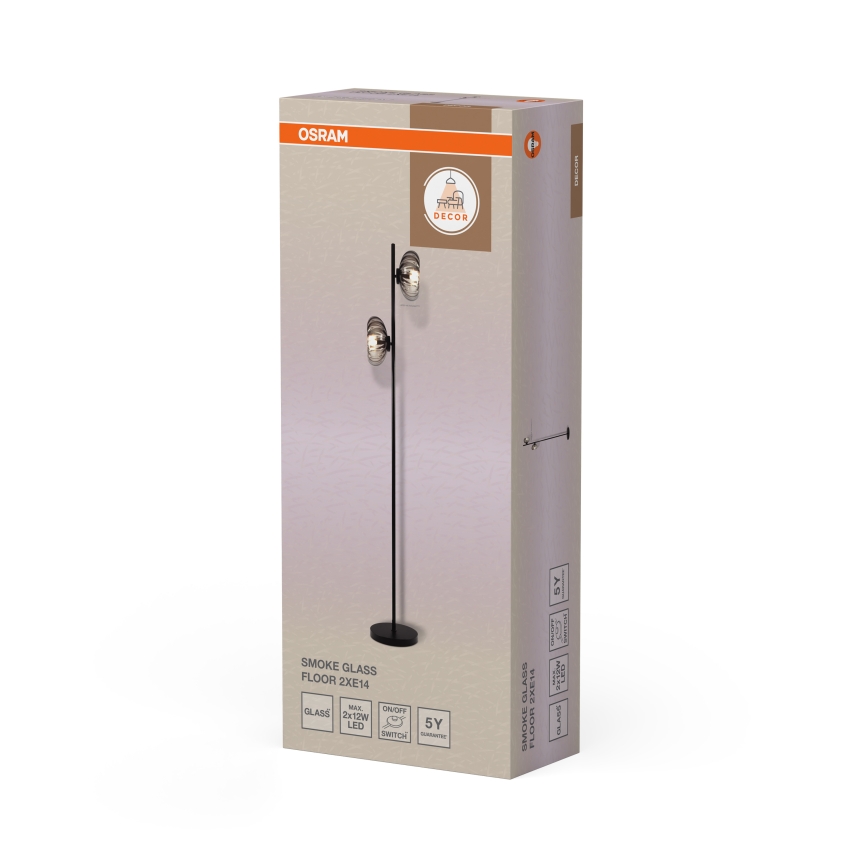 Osram - Podna svjetiljka DECOR SMOKE 2xE14/12W/230V crna/zadimljeno-siva
