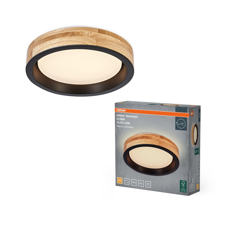 Osram - Prigušivo LED stropno svjetlo MARIANO LED/16W/230V Ø 31 cm hrast/crna