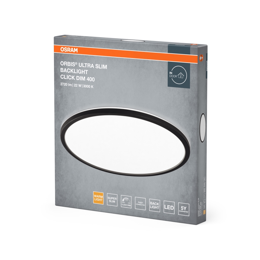 Osram - LED stropna svjetiljka s mogućnošću prigušivanja ORBIS ULTRA SLIM LED/22W/230V 3000K Ø 40 cm crna