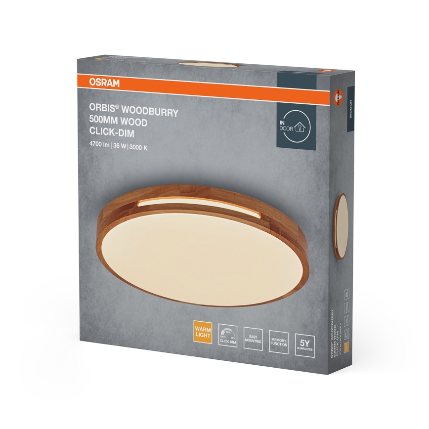 Osram - prigušiva LED stropna svjetiljka ORBIS WOODBURRY LED/36W/230V, promjer 50 cm