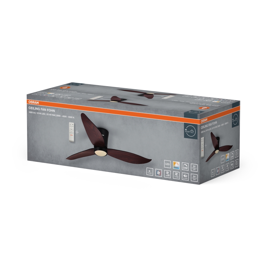 Osram - LED stropni ventilator FOHN s mogućnošću prigušivanja LED/18W/230V 3000/4000/6500K + daljinski upravljač