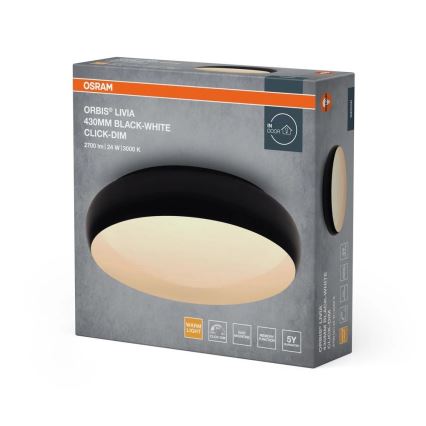 Osram - LED stropna svjetiljka ORBIS LIVIA LED/24W/230V s mogućnošću prigušivanja Ø 43 cm crna/bijela