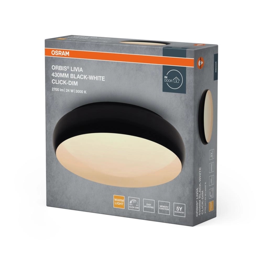 Osram - LED stropna svjetiljka ORBIS LIVIA LED/24W/230V s mogućnošću prigušivanja Ø 43 cm crna/bijela