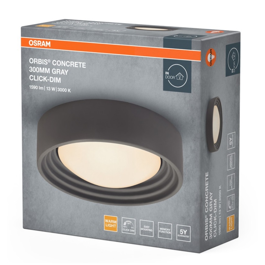 Osram - Prigušivo LED stropno svjetlo ORBIS CONCRETE LED/13W/230V pr. 30 cm siva/beton