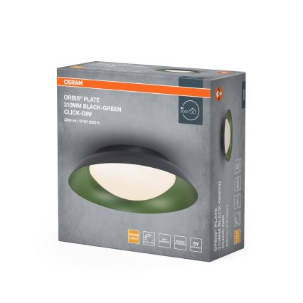 Osram - LED prigušiva stropna svjetiljka ORBIS PLATE LED/19W/230V Ø 31 cm zelena/crna