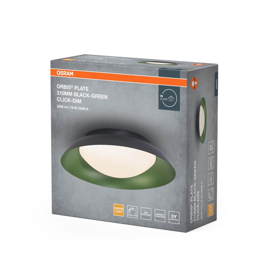 Osram - LED prigušiva stropna svjetiljka ORBIS PLATE LED/19W/230V Ø 31 cm zelena/crna
