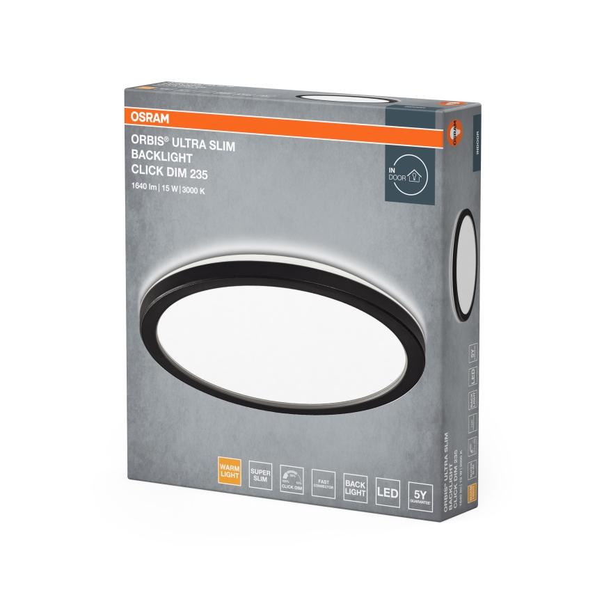 Osram - Prigušivo LED stropno svjetlo ORBIS ULTRA SLIM LED/15W/230V 3000K Ø 23,5 cm crna