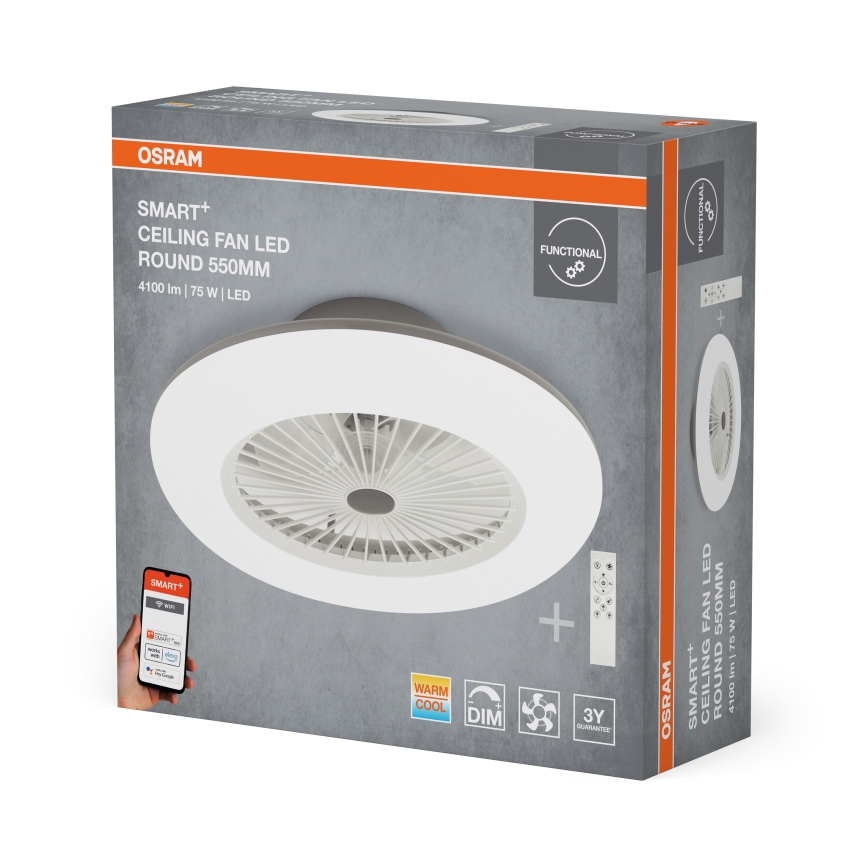 Osram - Prigušiva LED stropna svjetiljka s ventilatorom SMART+ LED/75W/230V 3000-6500K Wi-Fi + daljinski upravljač