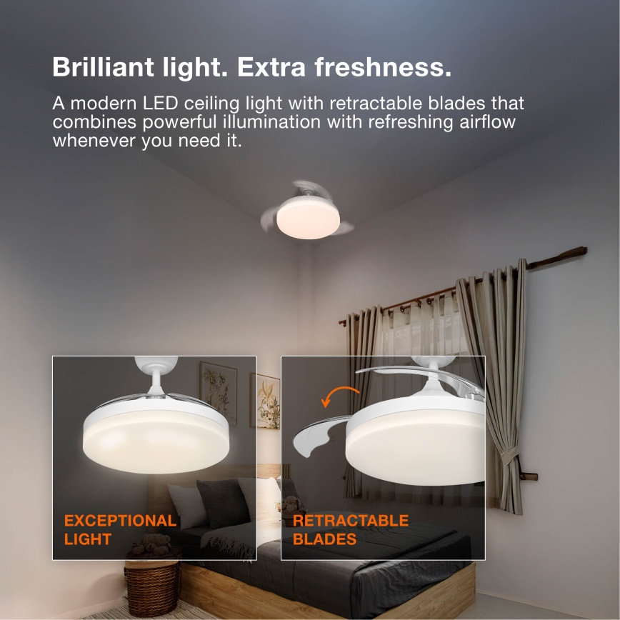 Osram - LED prigušivo stropno svjetlo s ventilatorom PONIENTE LED/36W/230V 3000/4000/6500K + daljinski upravljač