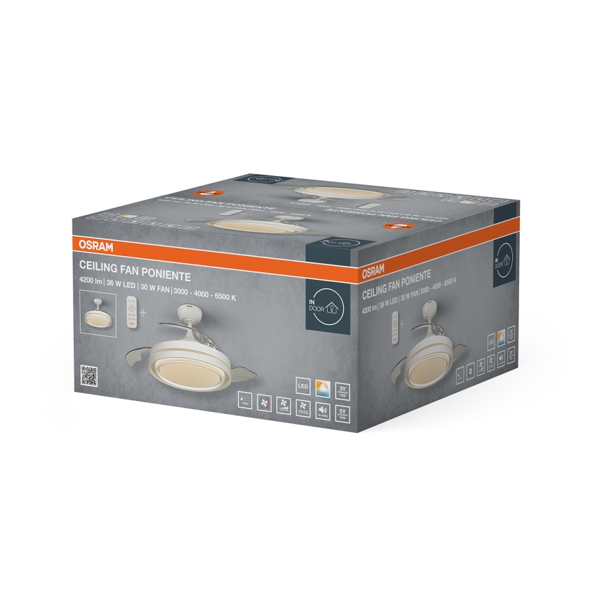 Osram - LED prigušivo stropno svjetlo s ventilatorom PONIENTE LED/36W/230V 3000/4000/6500K + daljinski upravljač