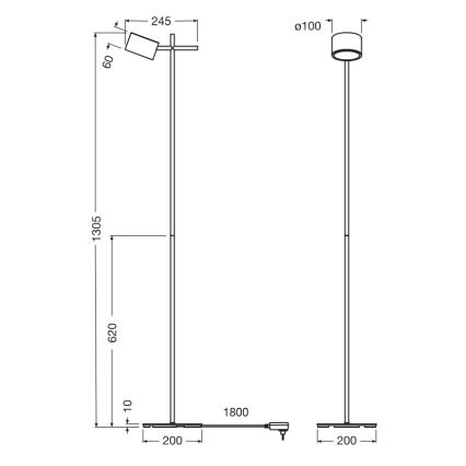 Osram - LED podna lampa s dodirom i prigušivanjem DECOR KYOTO LED/12W/230V CRI 90 crna