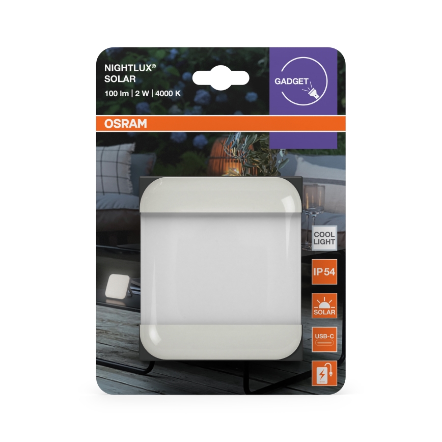Osram - Prijenosna solarna LED svjetiljka NIGHTLUX LED/2W/5V IP54 siva