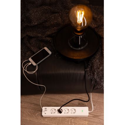 Osram - Produžni kabel SMART+ 4Z tip F + 2xUSB-A + 2xUSB-C Wi-Fi