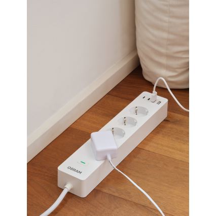 Osram - Produžni kabel SMART+ 4Z tip F + 2xUSB-A + 2xUSB-C Wi-Fi