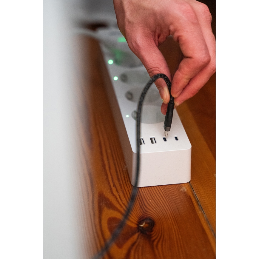 Osram - Produžni kabel SMART+ 4Z tip F + 2xUSB-A + 2xUSB-C Wi-Fi