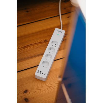 Osram - Produžni kabel SMART+ 4Z tip F + 2xUSB-A + 2xUSB-C Wi-Fi