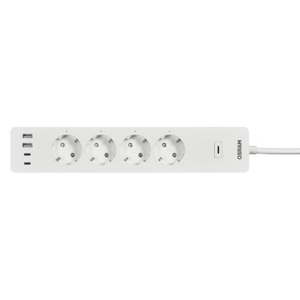 Osram - Produžni kabel SMART+ 4Z tip F + 2xUSB-A + 2xUSB-C Wi-Fi