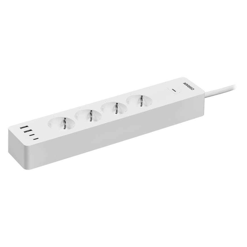 Osram - Produžni kabel SMART+ 4Z tip F + 2xUSB-A + 2xUSB-C Wi-Fi