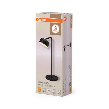 Osram - Punjiva LED stolna svjetiljka 3u1 DECOR HELPER s podesivom svjetlinom LED/1,8W/5V crna