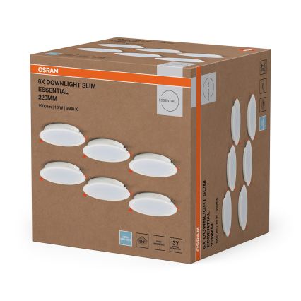 Osram - SET od 6 LED ugradnih stropnih svjetiljki ESSENTIAL LED/18W/230V 6500K Ø 22 cm bijela
