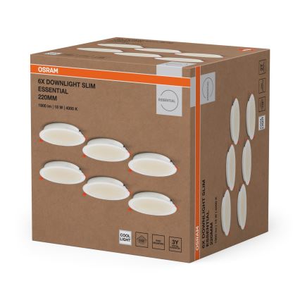 Osram - Komplet od 6 ugradnih stropnih svjetiljki ESSENTIAL LED/18W/230V 4000K Ø 22 cm bijela