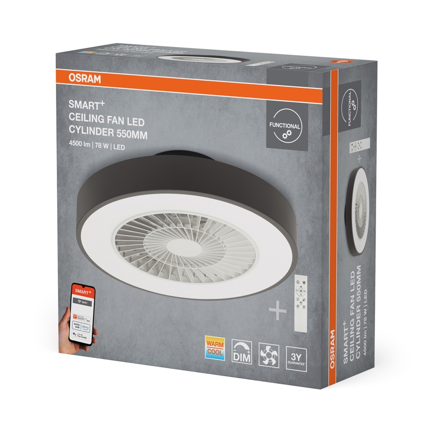 Osram - LED prigušivo stropno svjetlo s ventilatorom SMART+ LED/78W/230V 3000-6500K Wi-Fi + daljinski upravljač