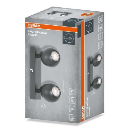 Osram - Spot svjetiljka SPOT SPHERAL 2xGU10/6W/230V crna
